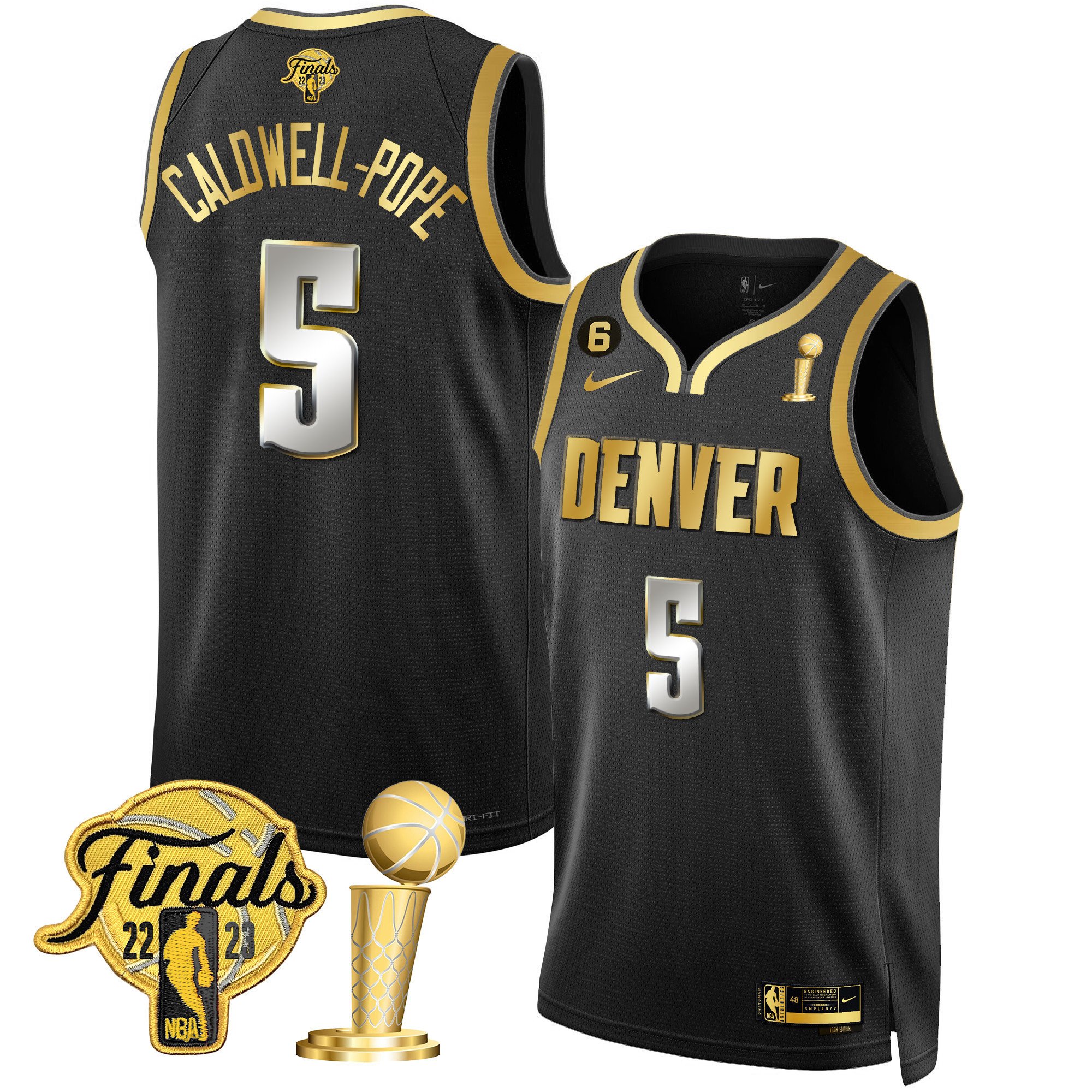 Caldwell-Pope Men's Denver Nuggets 2023 Finals & Champions Patch Black Limited Jersey - All Stitched