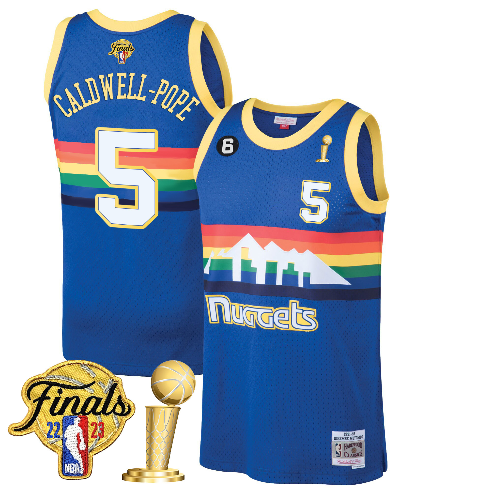 Caldwell-Pope Men's Denver Nuggets 2023 Finals & Champions Patch Blue Classic Jersey - All Stitched