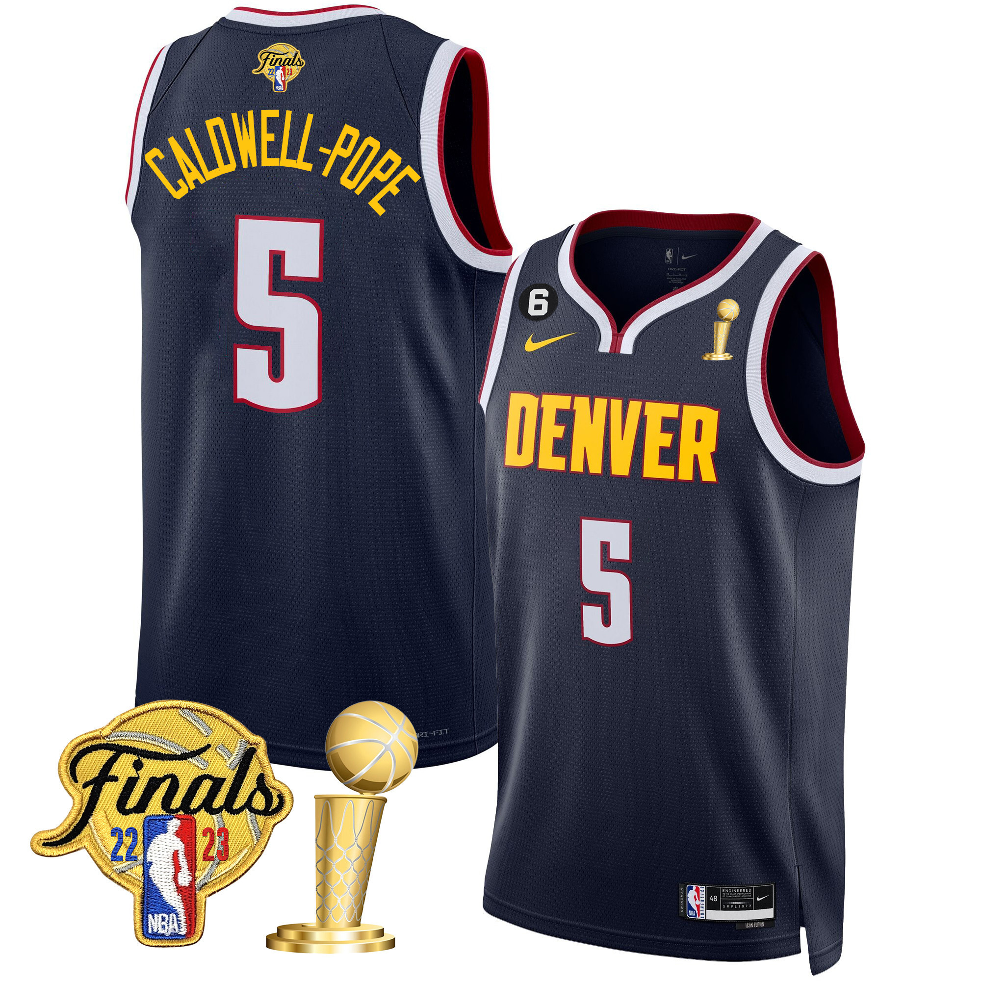 Caldwell-Pope Men's Denver Nuggets 2023 Finals & Champions Patch Icon Jersey - All Stitched
