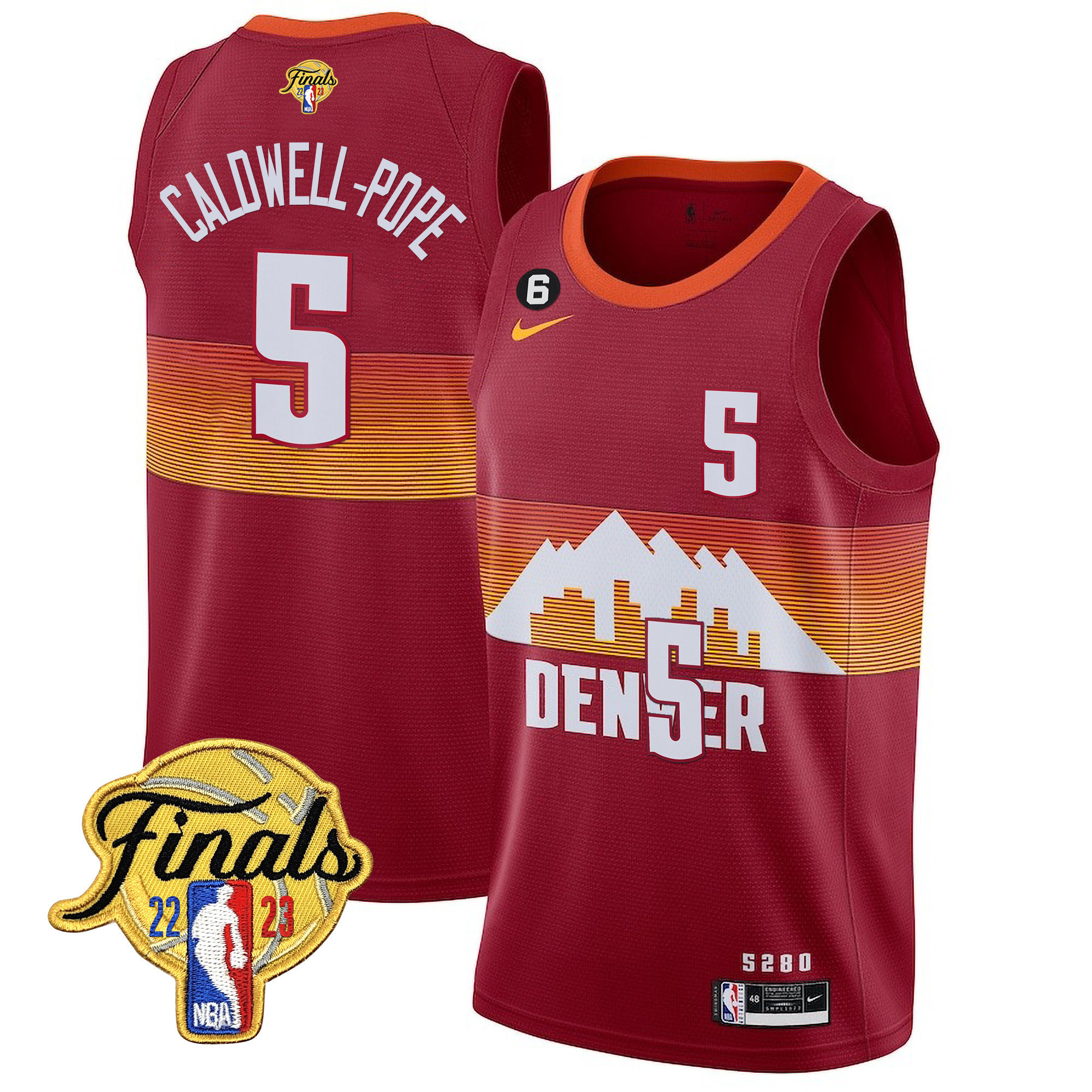 Caldwell-Pope Men's Denver Nuggets 2023 Finals Patch Collection V2 City Red Jersey - All Stitched