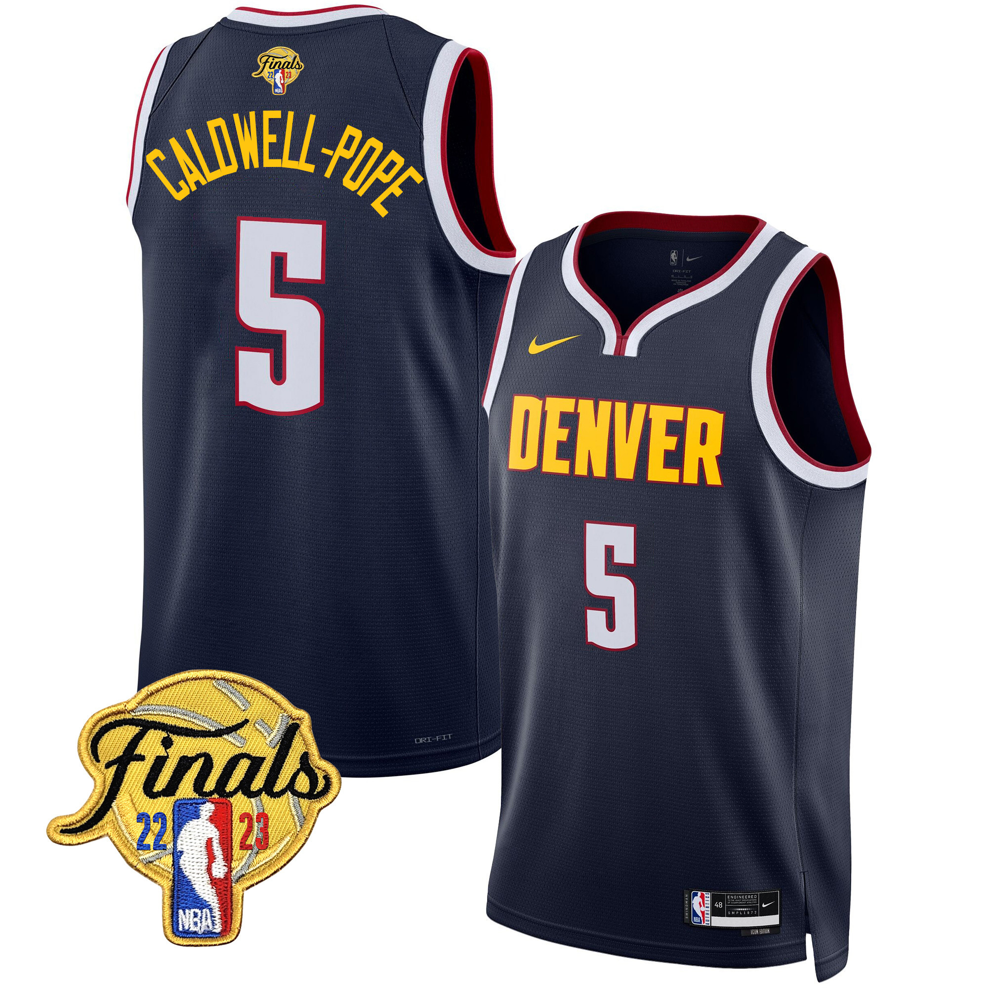 Caldwell-Pope Men's Denver Nuggets 2023 Finals Patch Collection V2 Icon Jersey - All Stitched