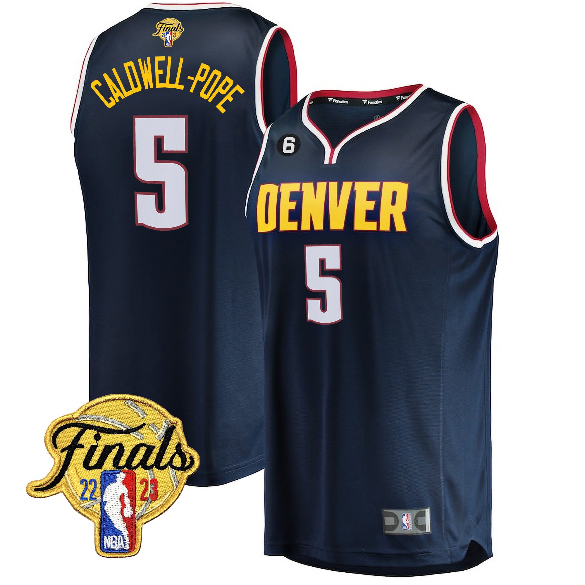 Caldwell-Pope Men's Denver Nuggets 2023 Finals Patch Collection V2 Icon Navy Jersey - All Stitched