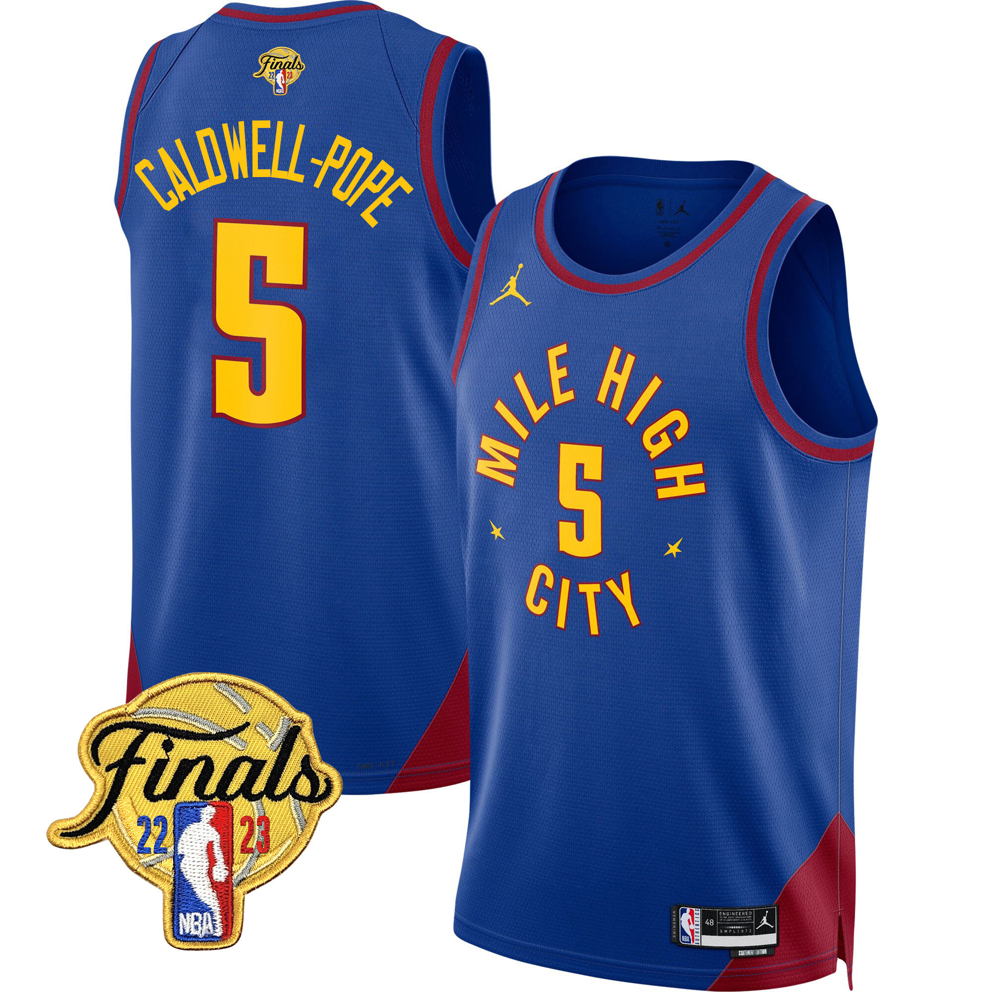 Caldwell-Pope Men's Denver Nuggets 2023 Finals Patch Collection V2 Statement Jersey - All Stitched