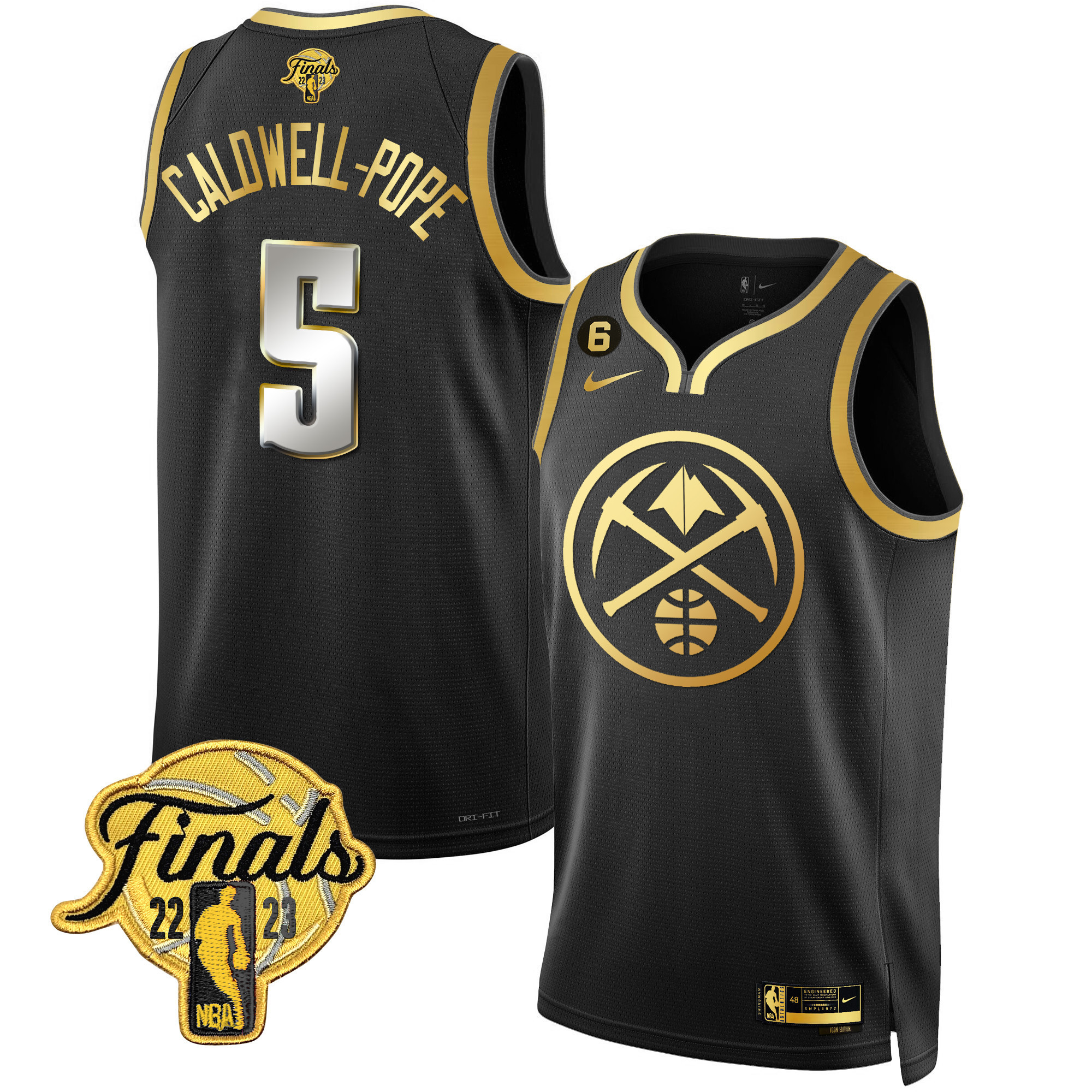 Caldwell-Pope Men's Denver Nuggets 2023 Finals Patch Gold Special Black Limited Jersey - All Stitched