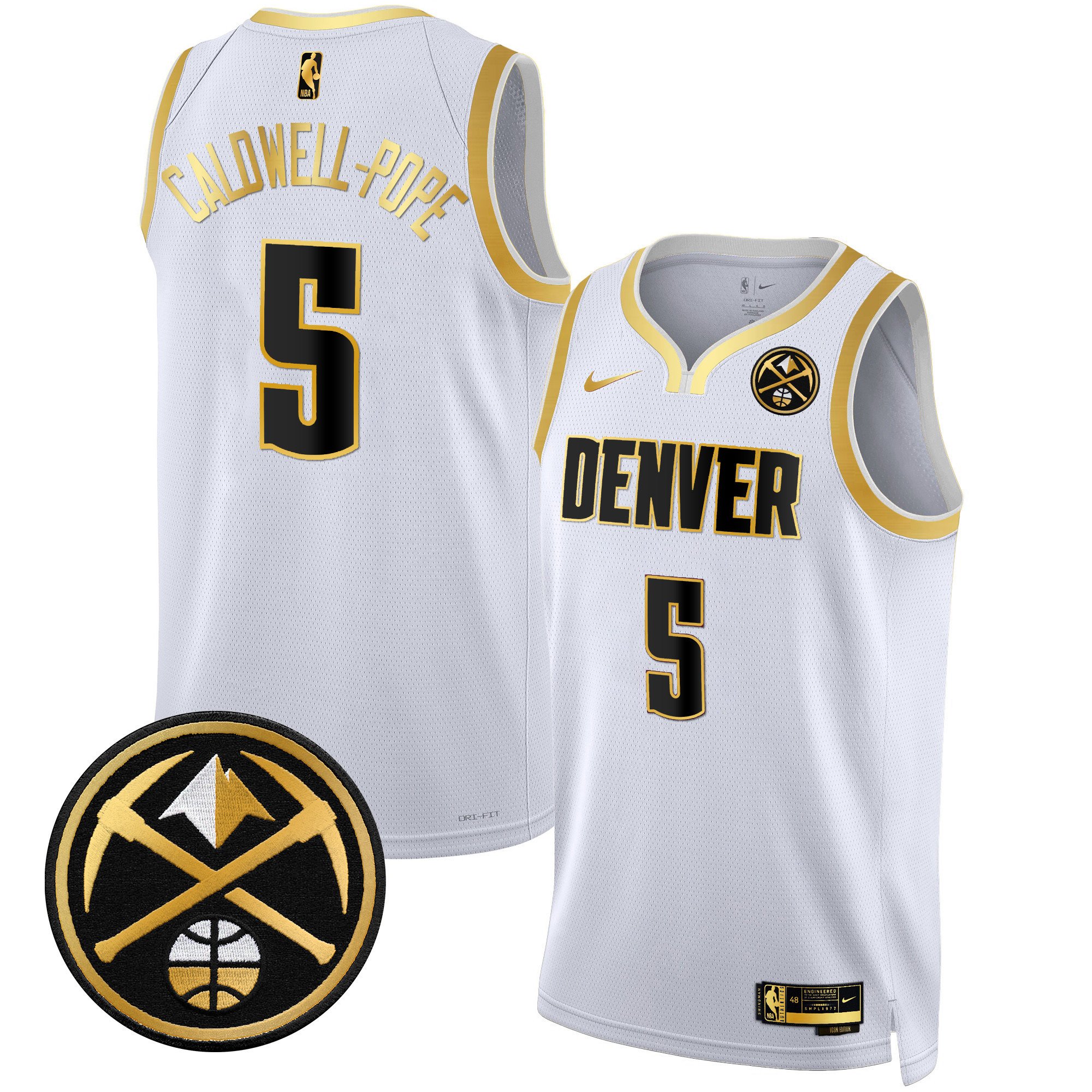 Caldwell-Pope Men's Denver Nuggets Swingman White Gold Jersey - All Stitched