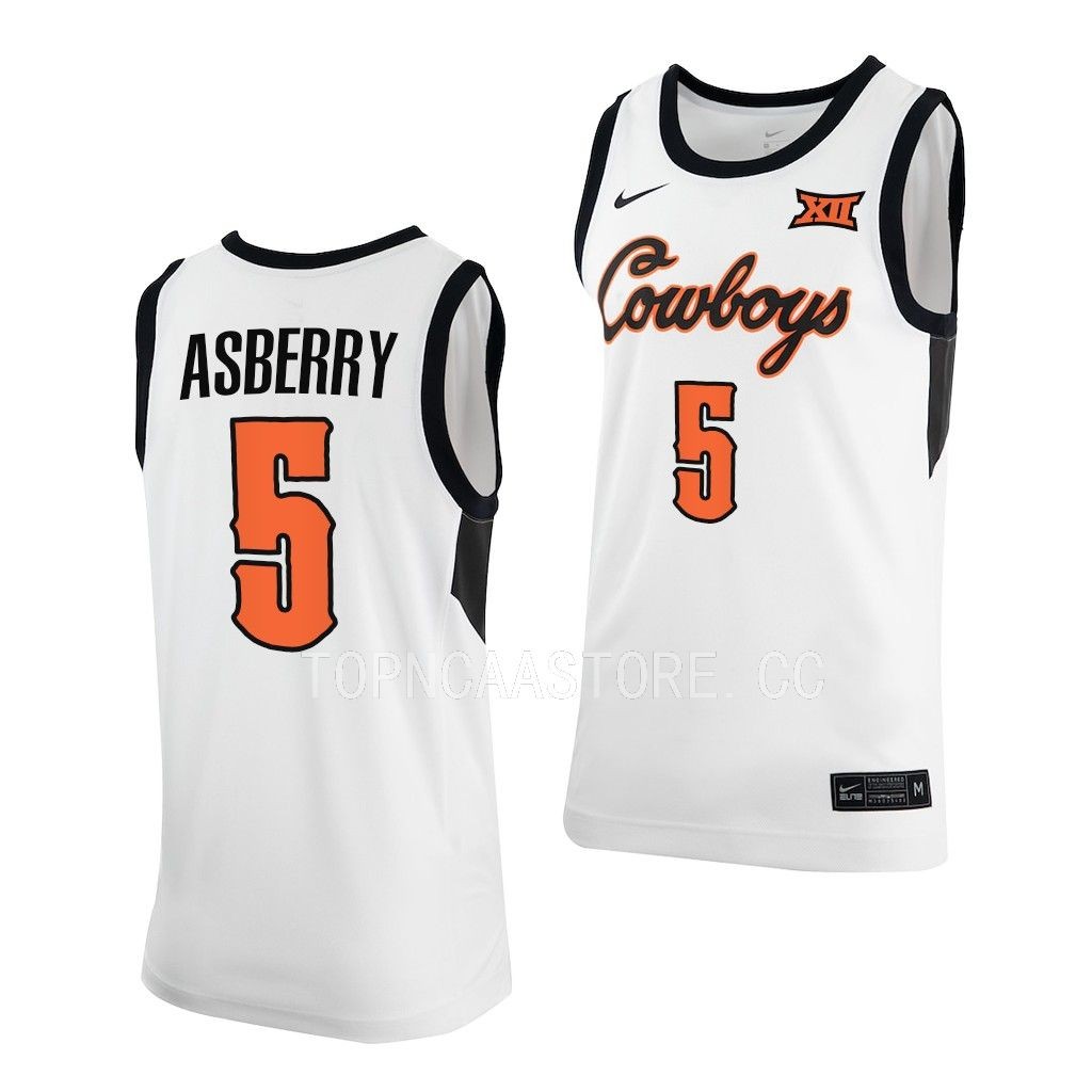Caleb Asberry #5 Oklahoma State Cowboys Classic Jersey 2022-23 White