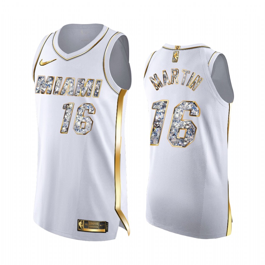 Caleb Martin Heat #16 2022 NBA Playoffs Jersey White Diamond Edition