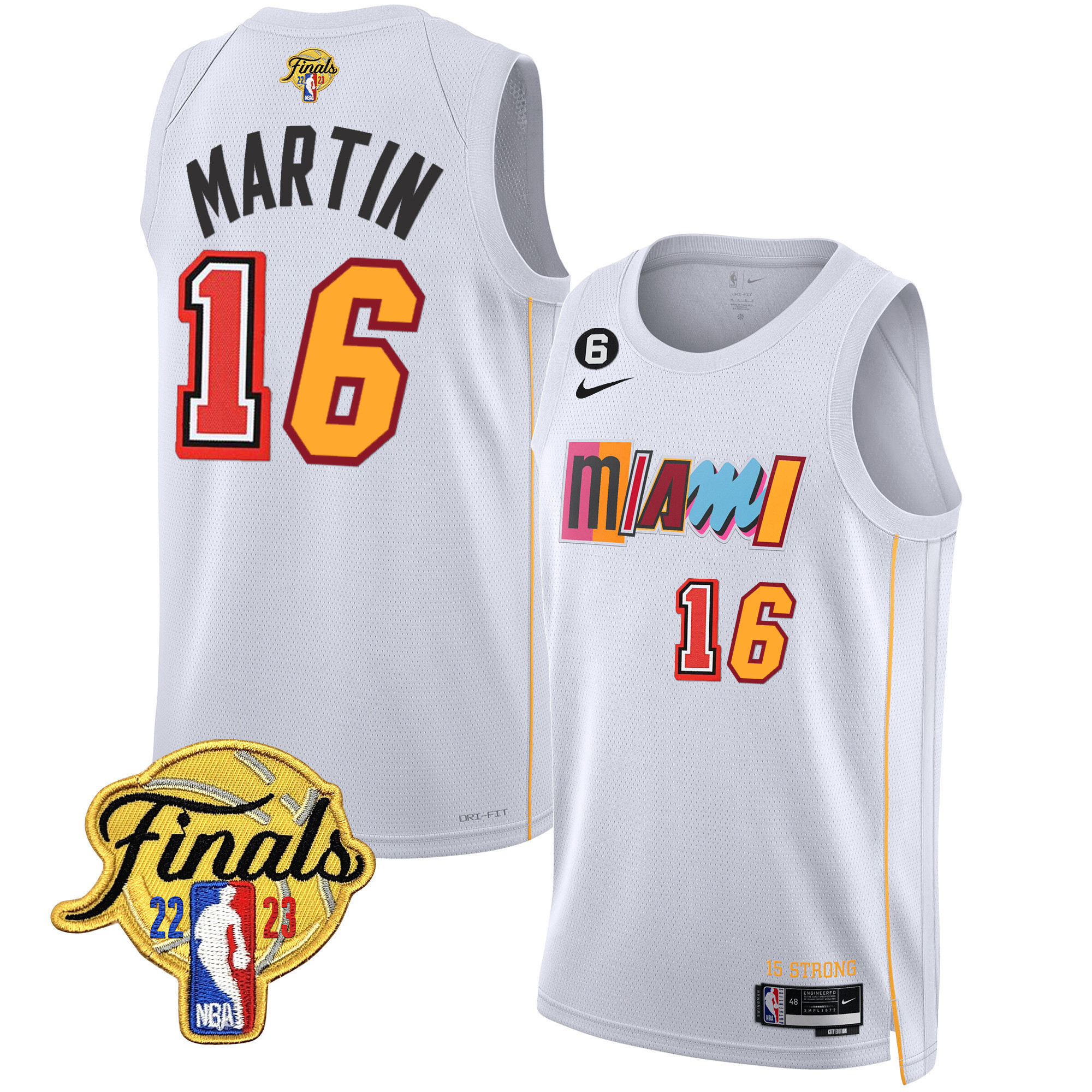 Caleb Martin Men's Miami Heat 2023 Finals Patch Collection V2 City White Jersey - All Stitched