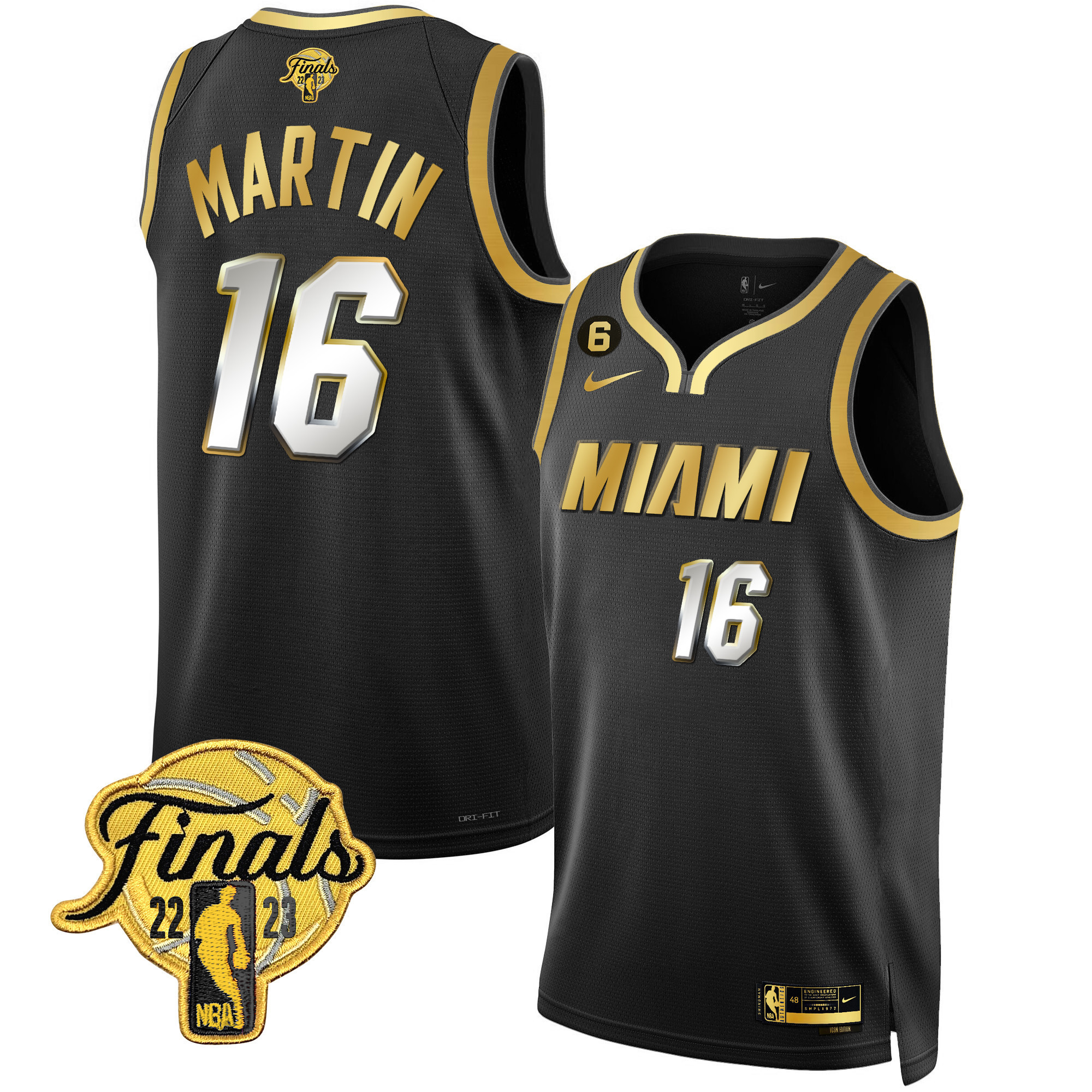 Caleb Martin Men's Miami Heat 2023 Finals Patch Collection V4 Black Limited Jersey - All Stitched