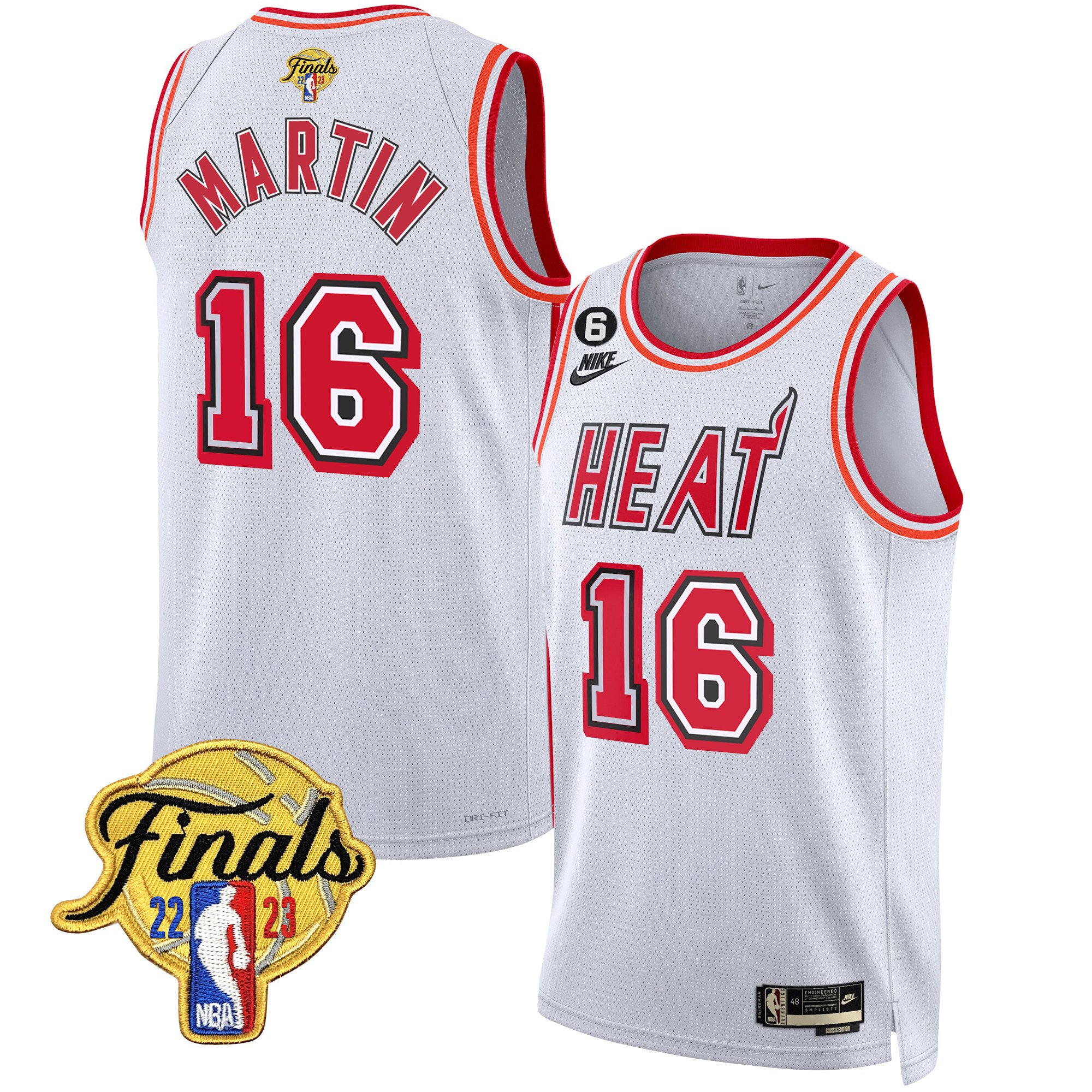 Caleb Martin Men's Miami Heat 2023 Finals Patch Collection V4 Classic White Jersey - All Stitched