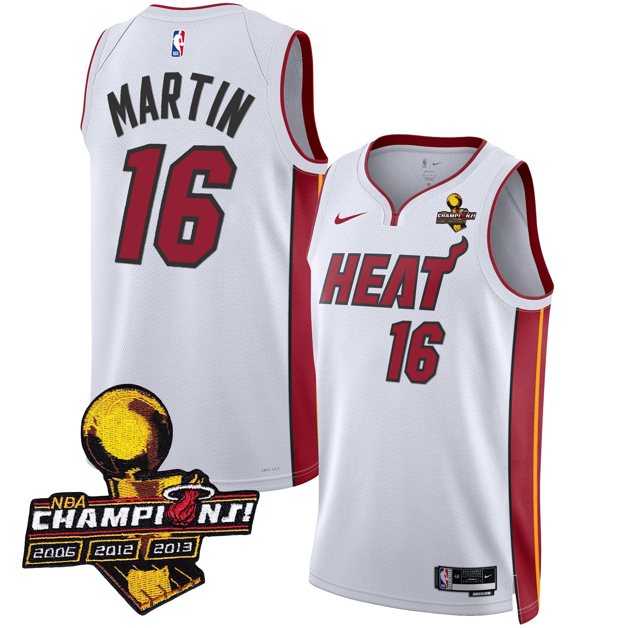 Caleb Martin Men's Miami Heat 3-Time Champions Patch Collection Association Jersey - All Stitched