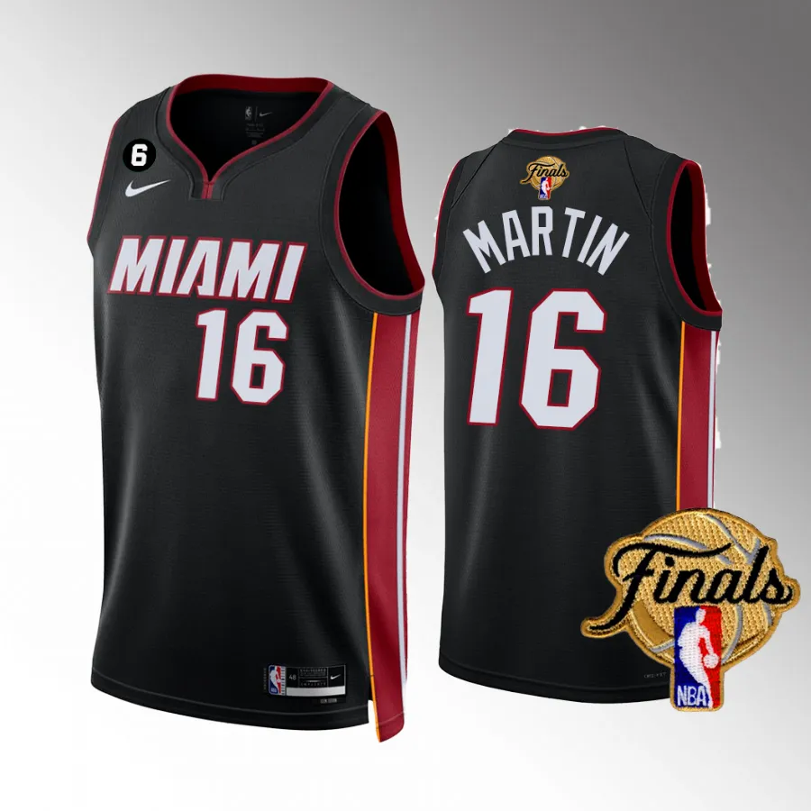 Caleb Martin Miami Heat 2023 NBA Finals Black #16 Statement Edition Jersey Men