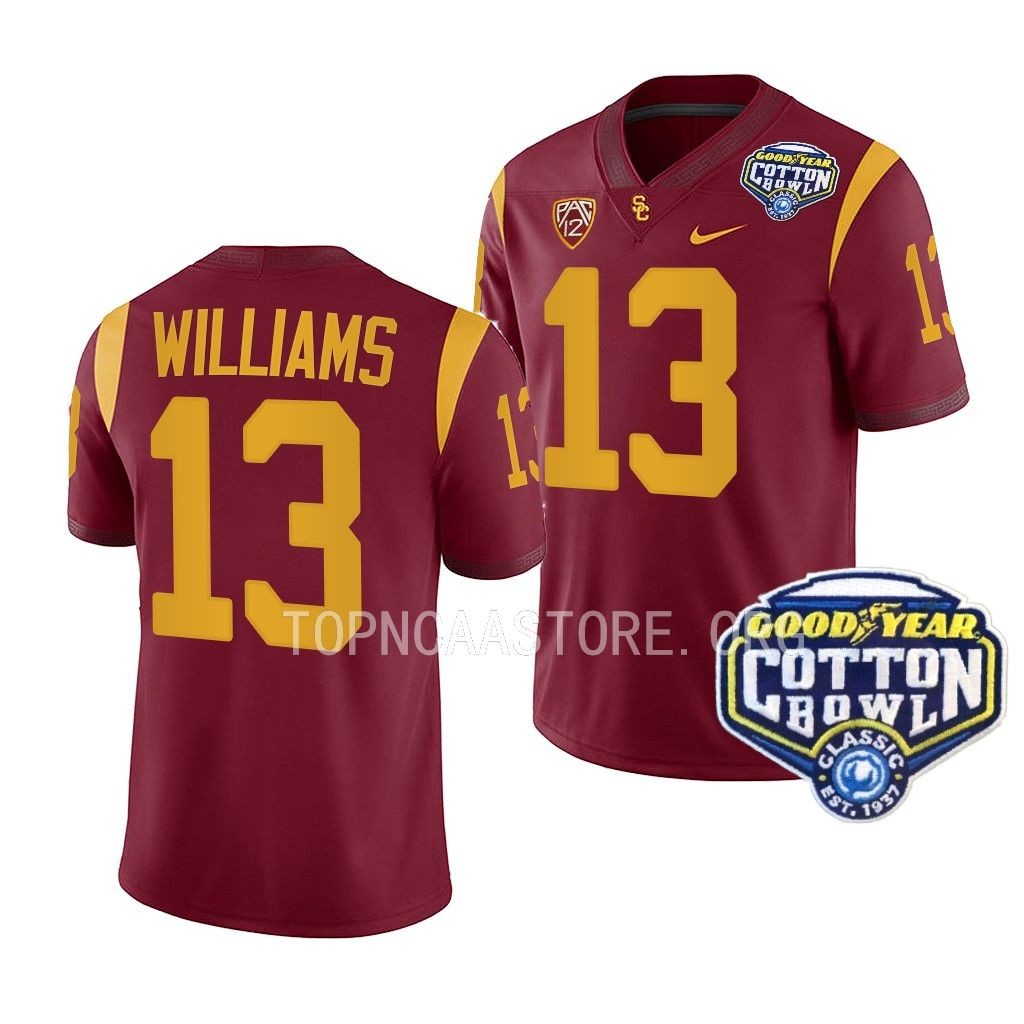 Caleb Williams USC Trojans 2023 Cotton Bowl Cardinal Men College 13 Jersey