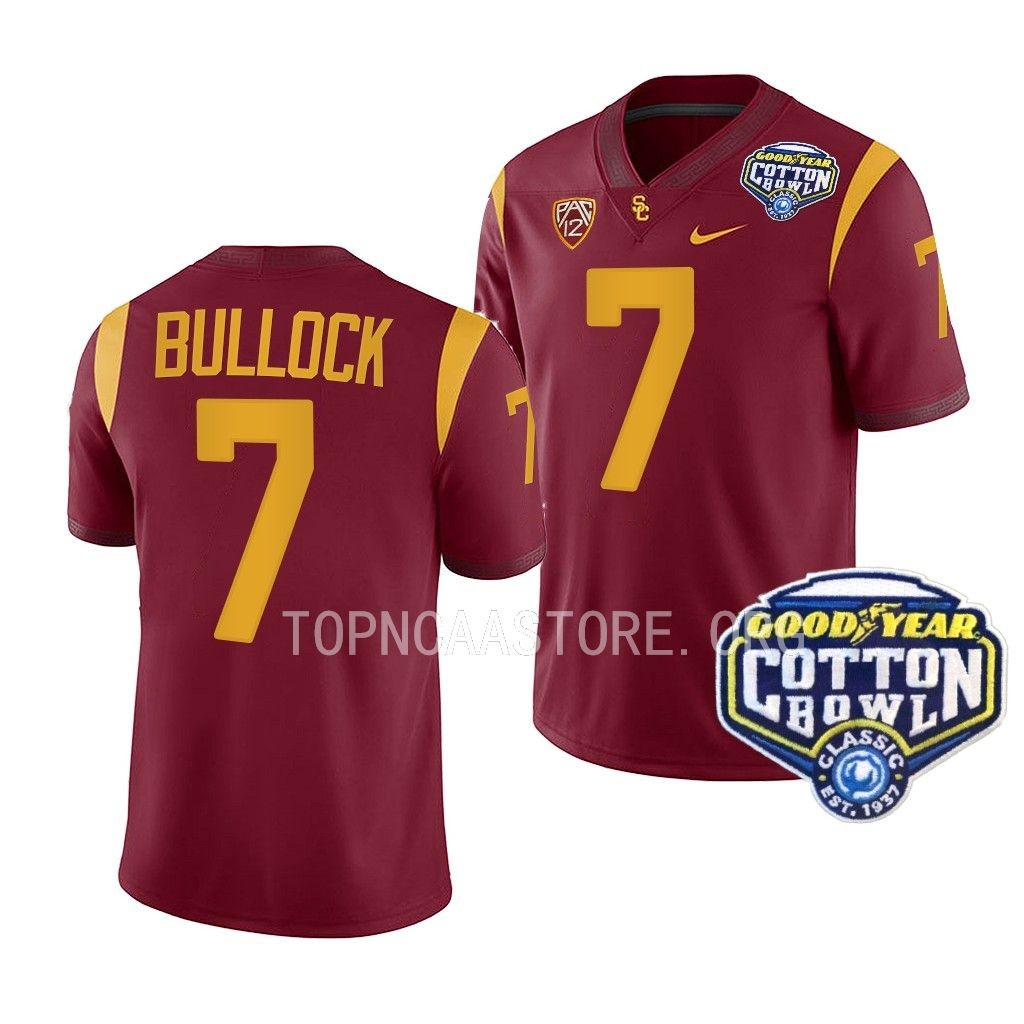 Calen Bullock USC Trojans 2023 Cotton Bowl Cardinal Men College 7 Jersey
