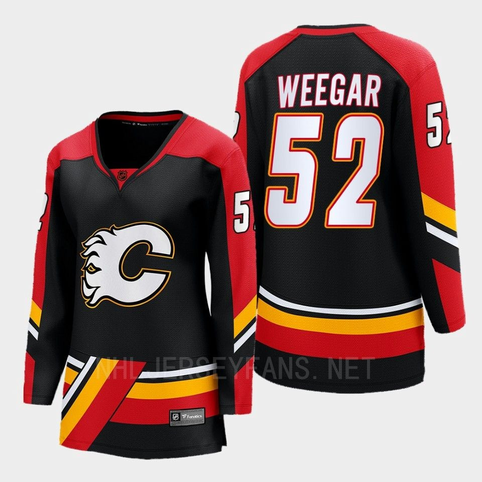 Calgary Flames 52 MacKenzie Weegar Reverse Retro Black Equipment Stitched Jersey, Women