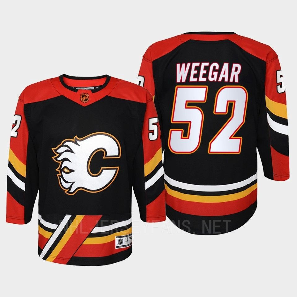 Calgary Flames 52 MacKenzie Weegar Reverse Retro Black Equipment Stitched Jersey, Youth