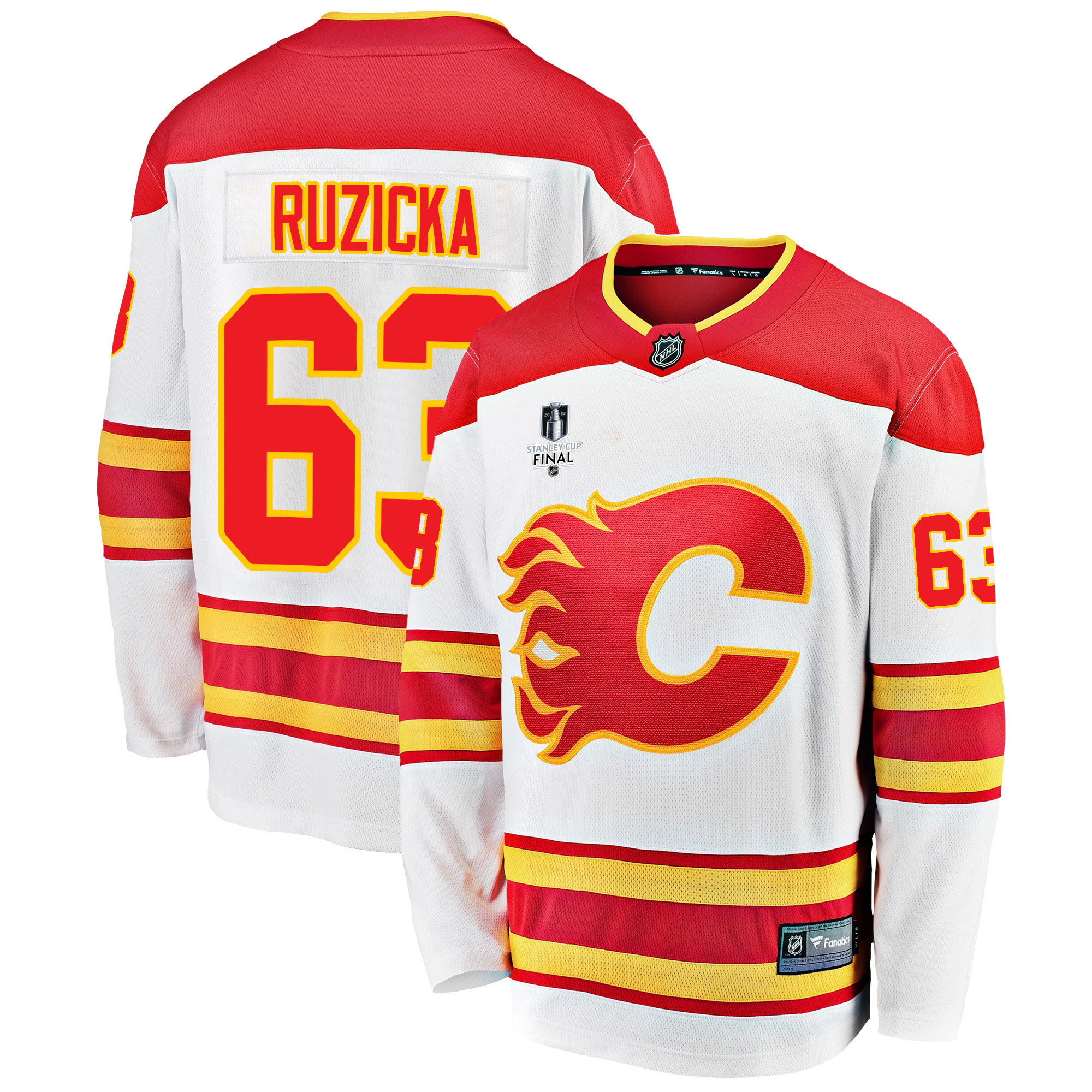 Calgary Flames Adam Ruzicka 63 Away 2022 Stanley Cup Final Breakaway Men Stitched Jersey – White