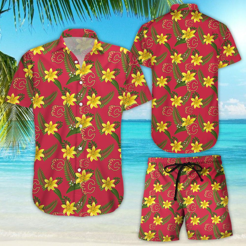 Calgary Flames Aloha Shirt Hawaiian Aloha Shirt Hawaiians Beach Shirt