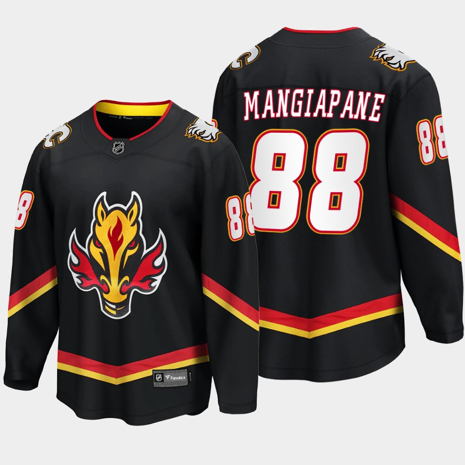 Calgary Flames Andrew Mangiapane 88 Alternate Black Stitched Jersey Breakaway Player