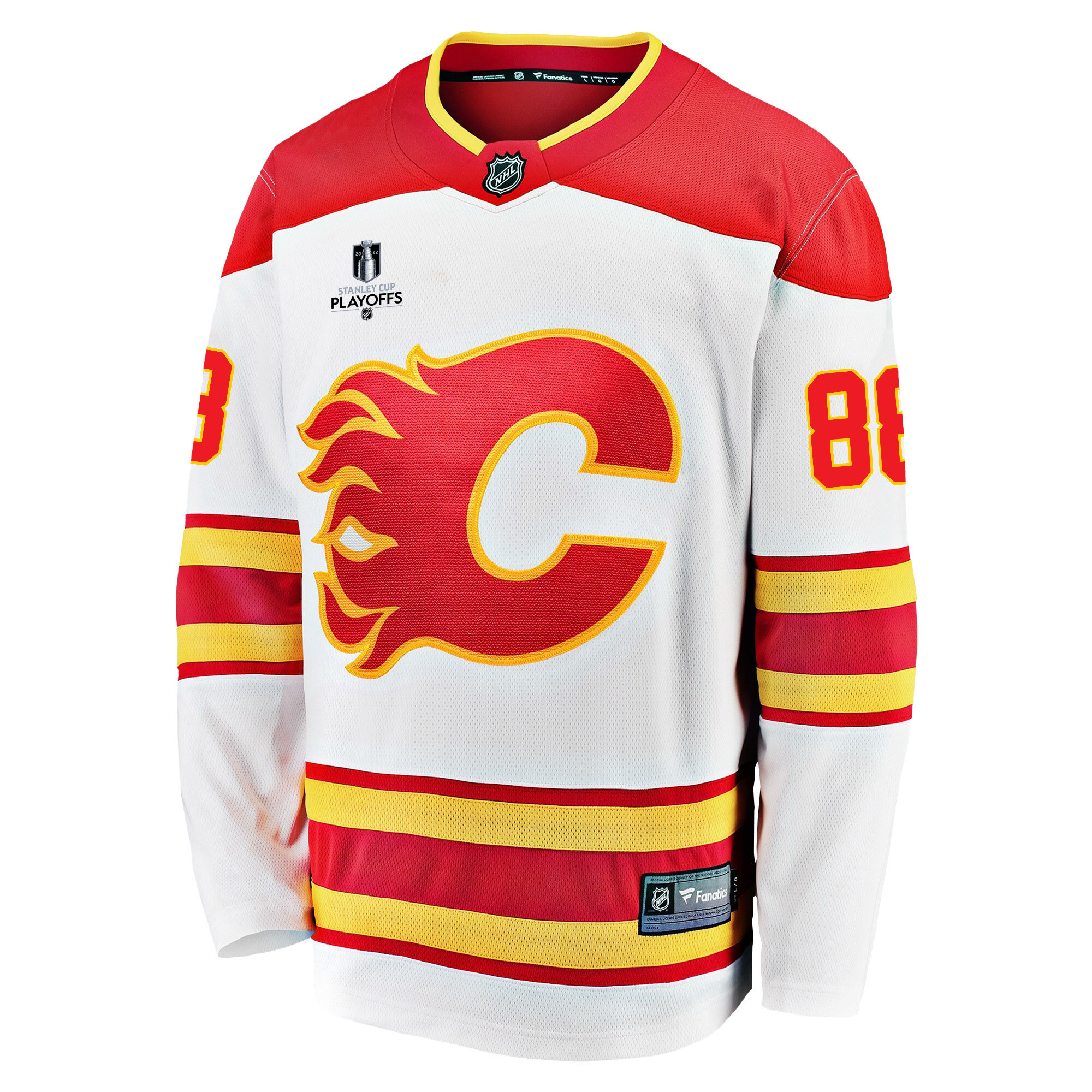 Calgary Flames Andrew Mangiapane 88 Away 2022 Stanley Cup Playoffs Breakaway Men Stitched Jersey – White