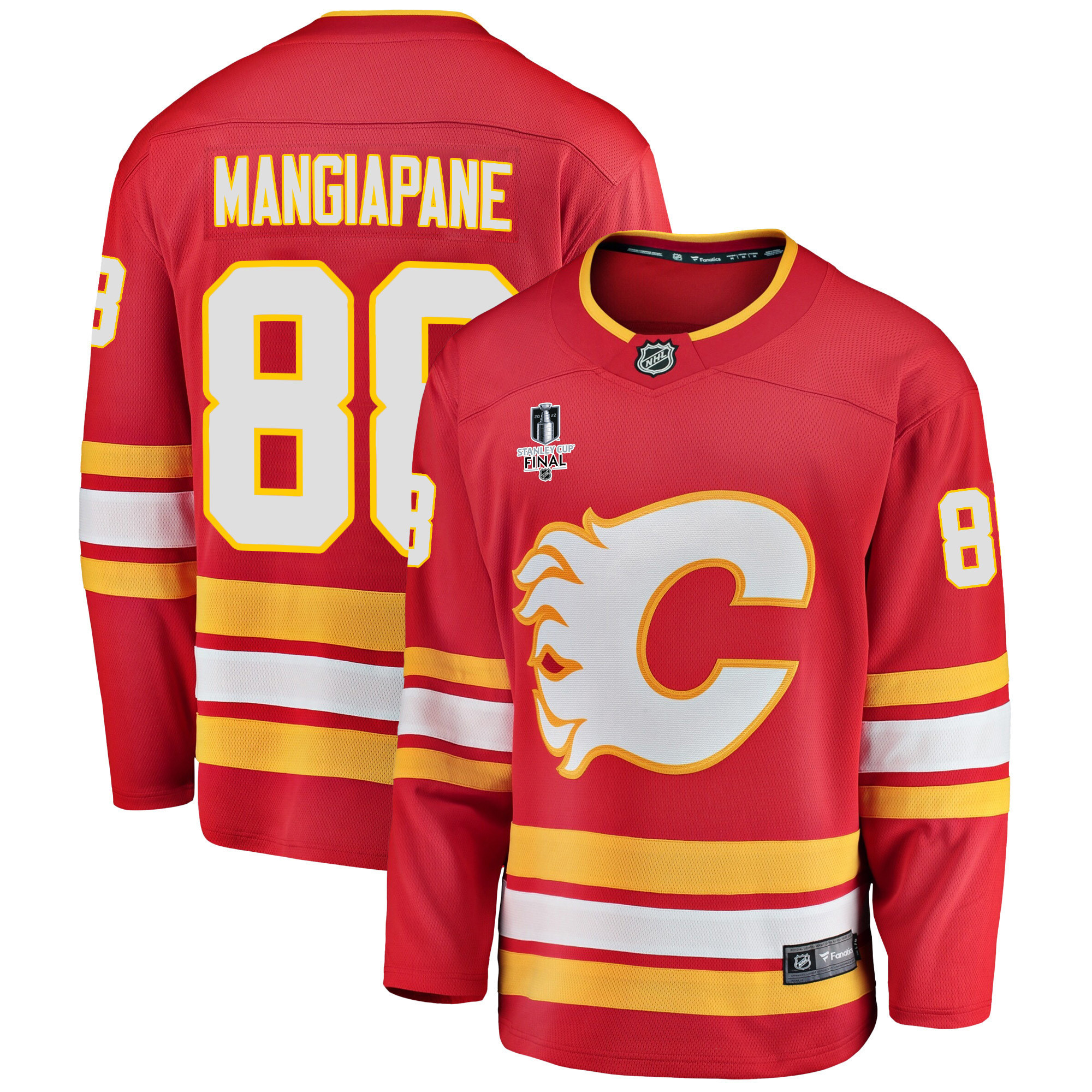 Calgary Flames Andrew Mangiapane 88 Home 2022 Stanley Cup Final Breakaway Men Stitched Jersey – Red
