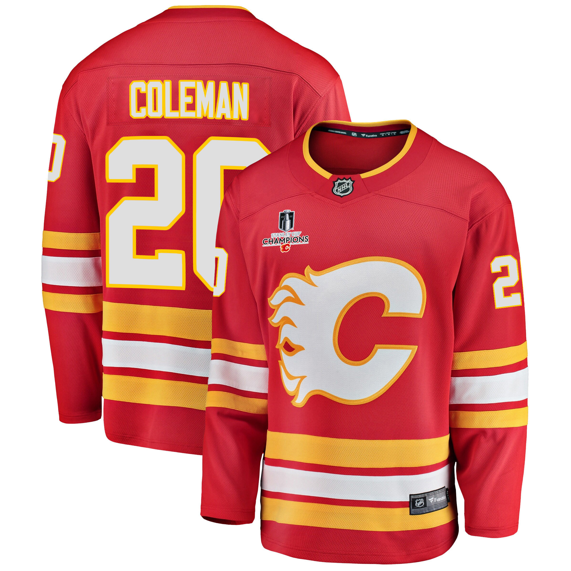 Calgary Flames Blake Coleman 20 Home 2022 Stanley Cup Champions Breakaway Men Stitched Jersey – Red