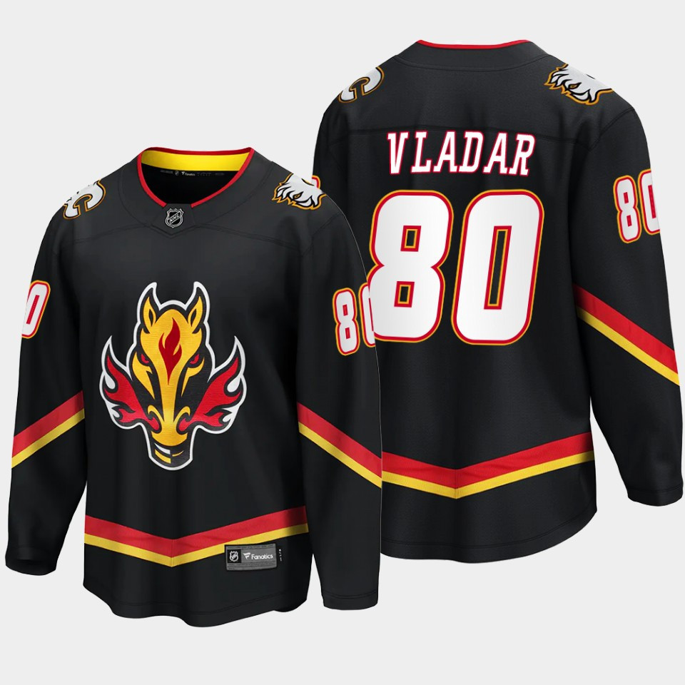Calgary Flames Dan Vladar 80 Alternate Black Stitched Jersey Breakaway Player