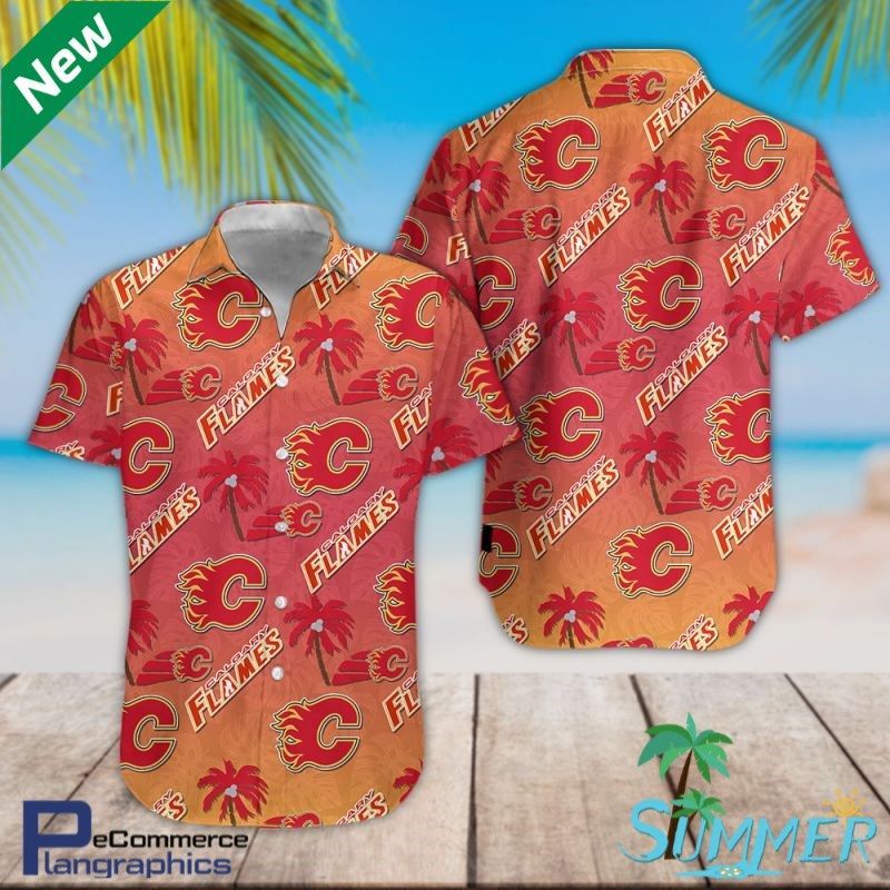 Calgary Flames Hockey Team Hawaiian Aloha Shirt Hawaiian Beach Shirt
