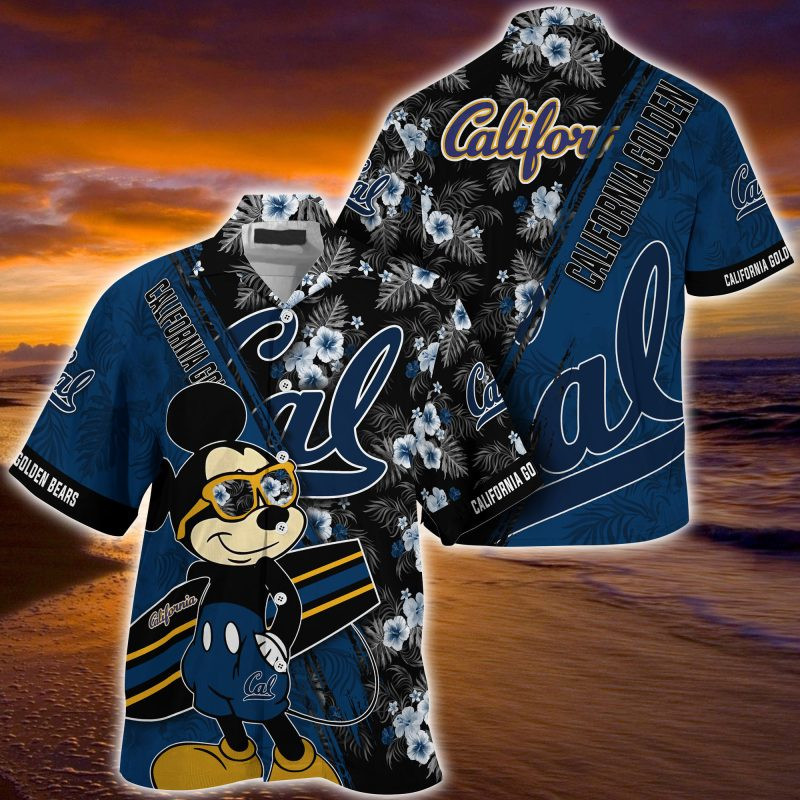 California Golden Bears NCAA Summer Hawaiian Shirt Mickey And Floral Pattern