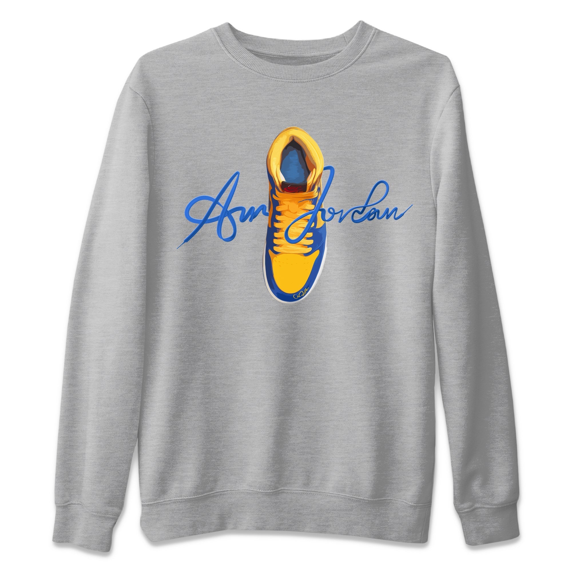 Caligraphy Shoe Lace Unisex Sweater – Air Jordan 1 Game Royal Varsity Maize, Sneakers Matching Sweater
