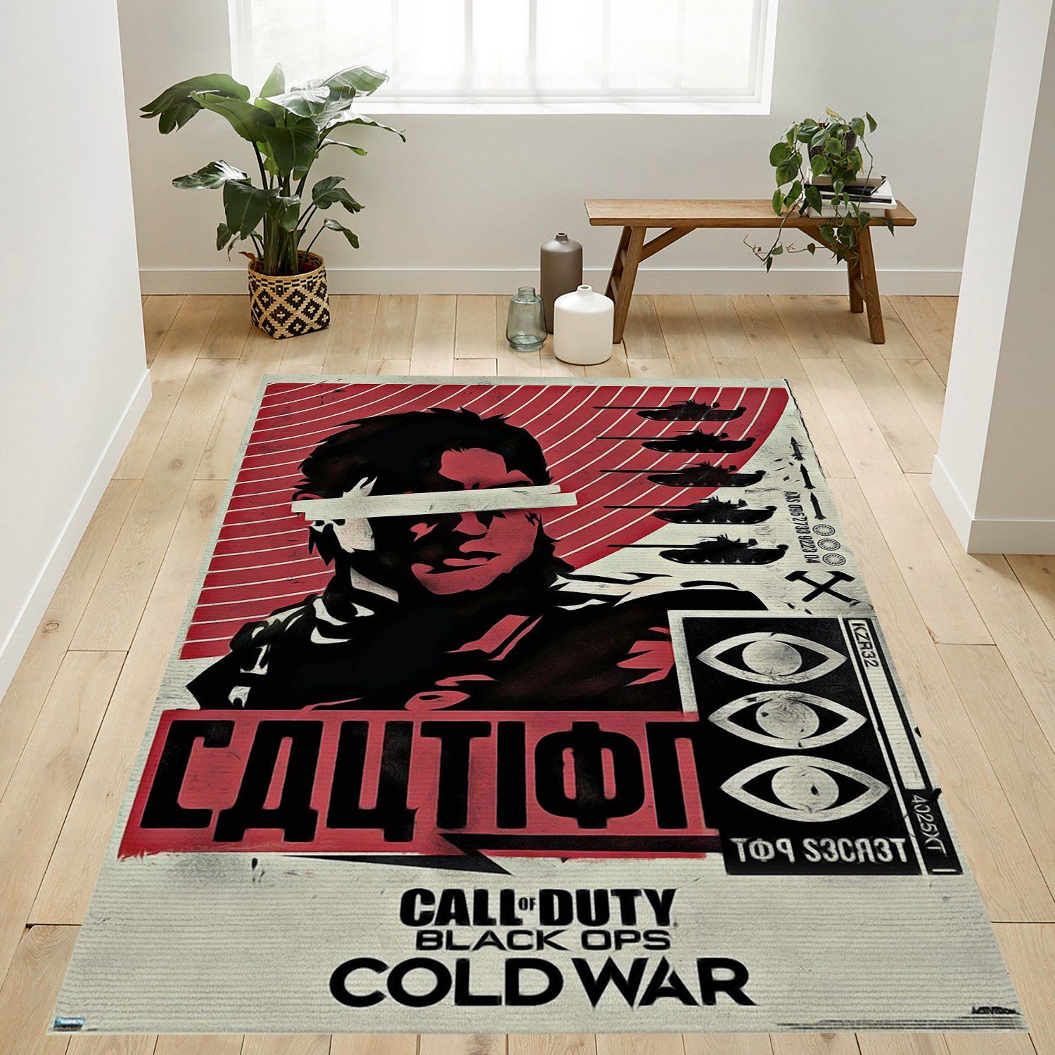 Call Of Duty Black Ops Cold War Caution Rectangle Rug – Custom Size And Printing