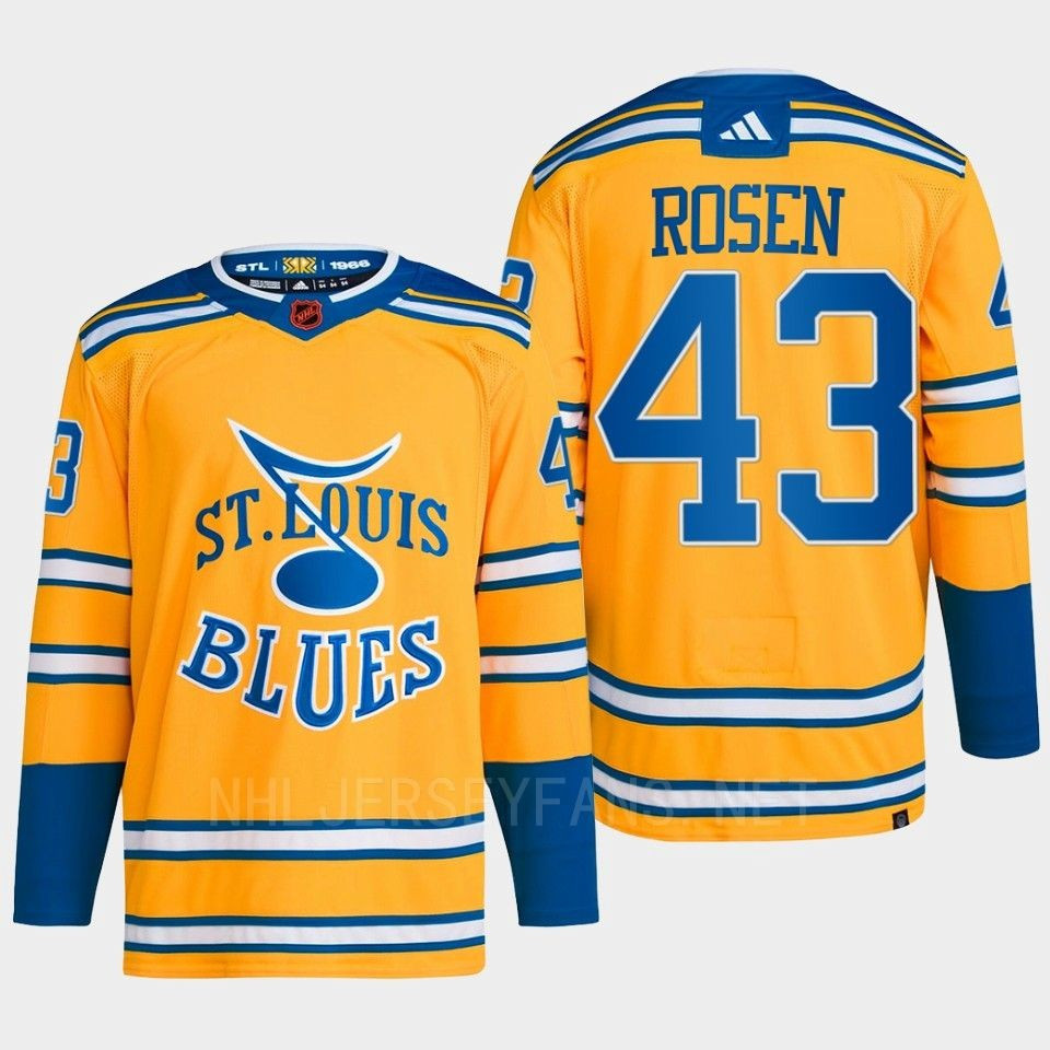 Calle Rosen 43 Reverse Retro 2.0 2022 St. Louis Blues Yellow Stitched Jersey Primegreen