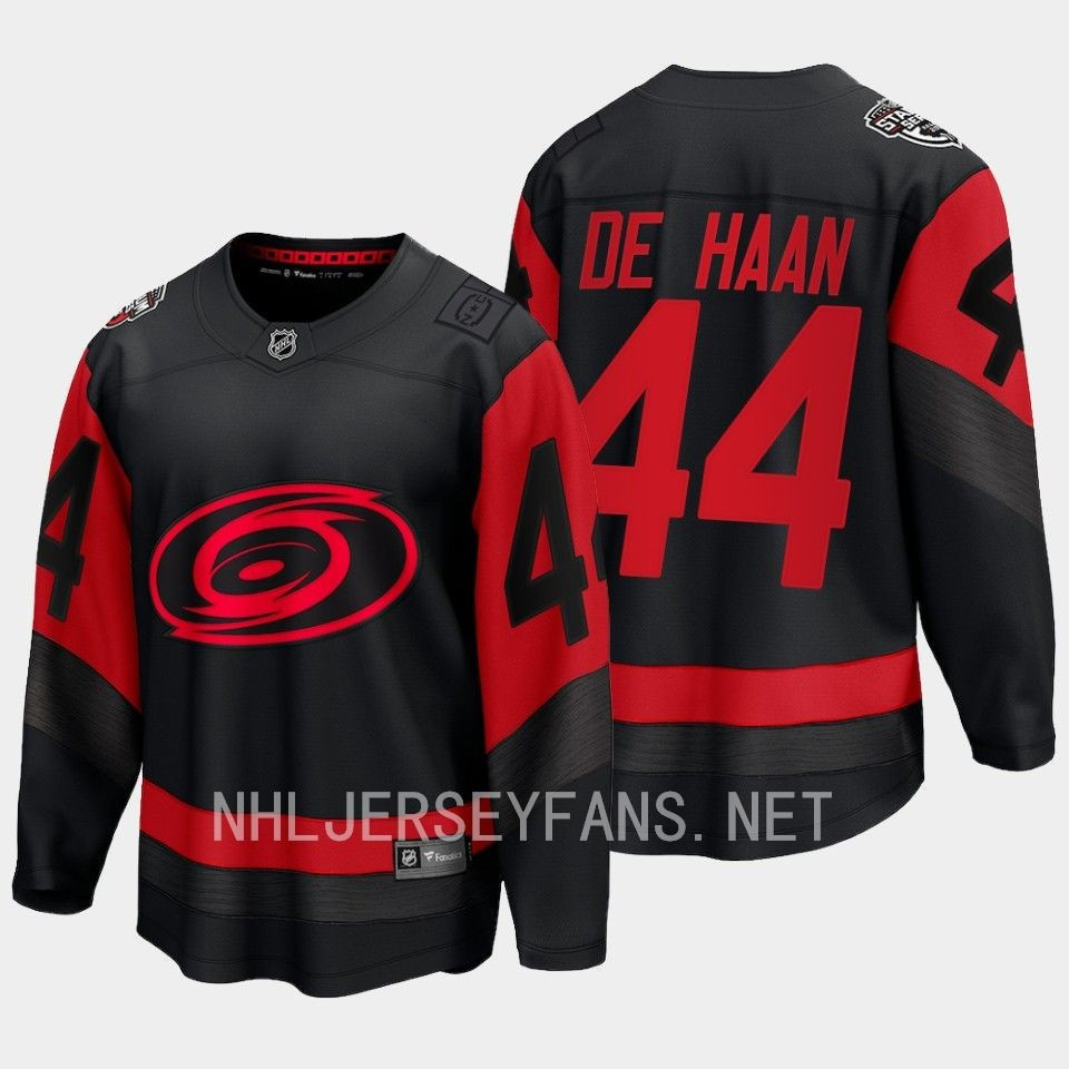 Calvin de Haan 44 Carolina Hurricanes 2023 Stitched Jersey Stadium Series Black Breakaway