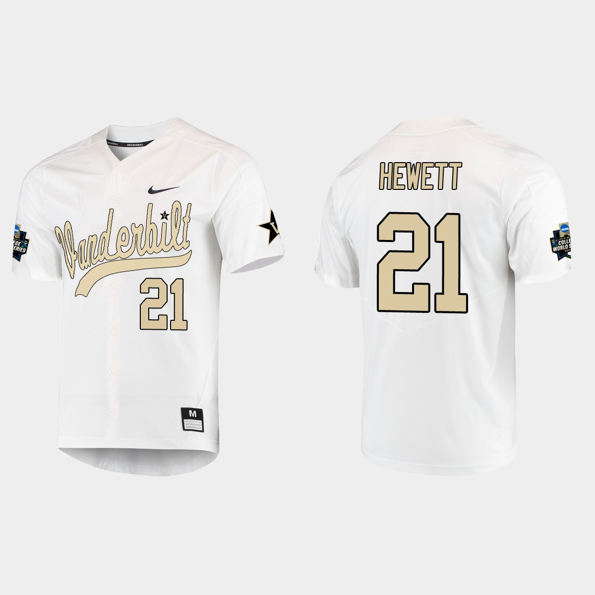 Calvin Hewett Vanderbilt Commodores College World Series Jersey - White