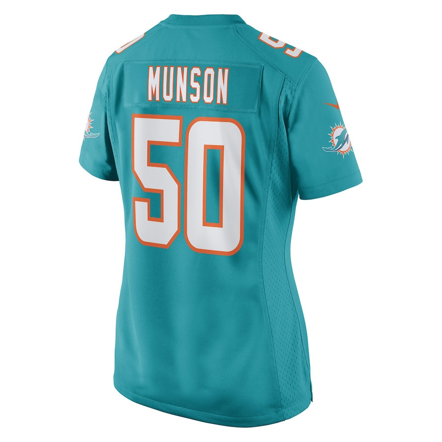 Calvin Munson Miami Dolphins Women’s Stitched Jersey – Aqua
