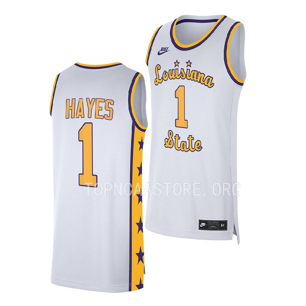 Cam Hayes LSU Tigers #1 White Jersey 2022-23