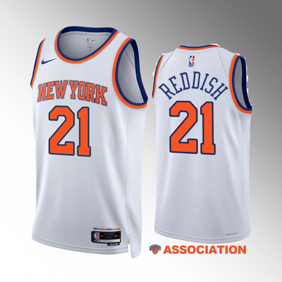 Cam Reddish 21 New York Knicks White Stitched Jersey 2022-23 Association Edition Swingman