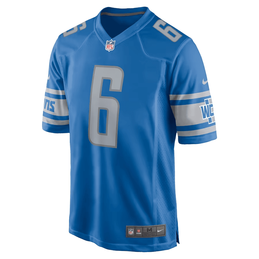 Cam Sutton 6 Detroit Lions Men Game Stitched Jersey – Blue