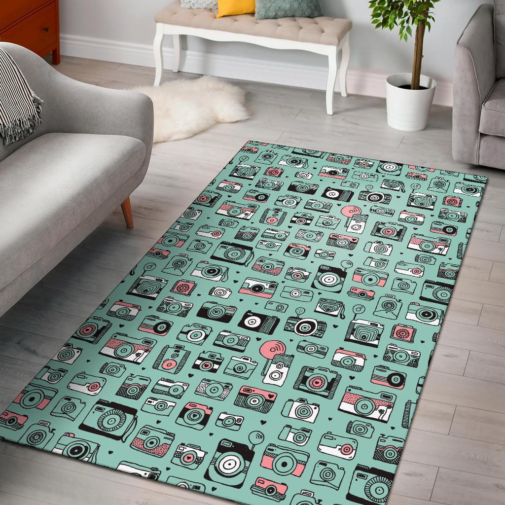Camera Pastel Pattern Print Area Limited Edition Rectangle Rug