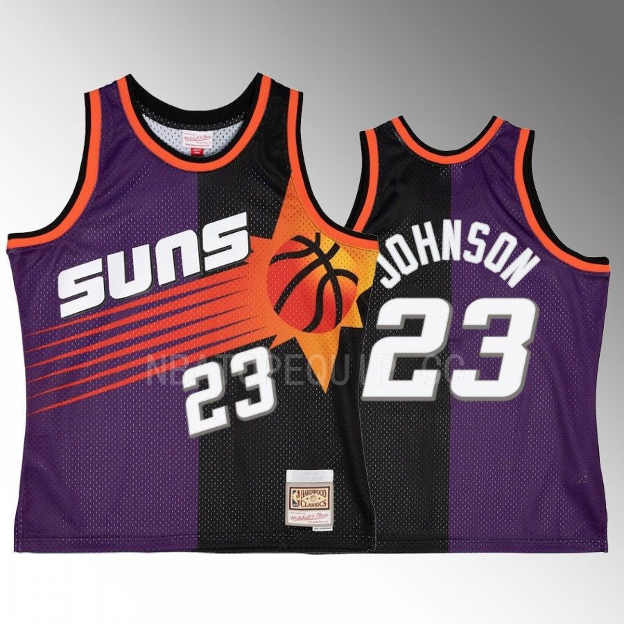 Cameron Johnson 23 Phoenix Suns Purple Black Hardwood Classics Split Swingman Stitched Jersey