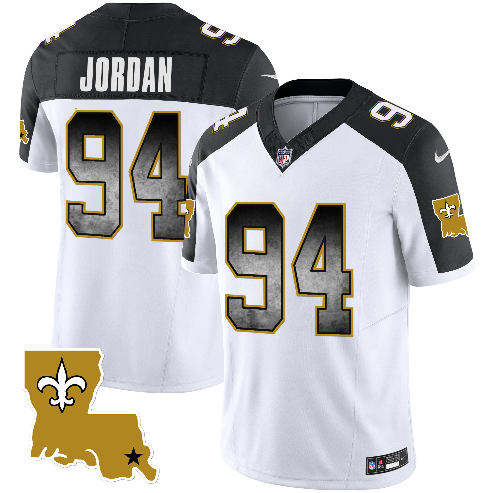 Cameron Jordan Men's New Orleans Saints 1987 Legacy Arch Smoke Inverted Jersey - All Stitched 