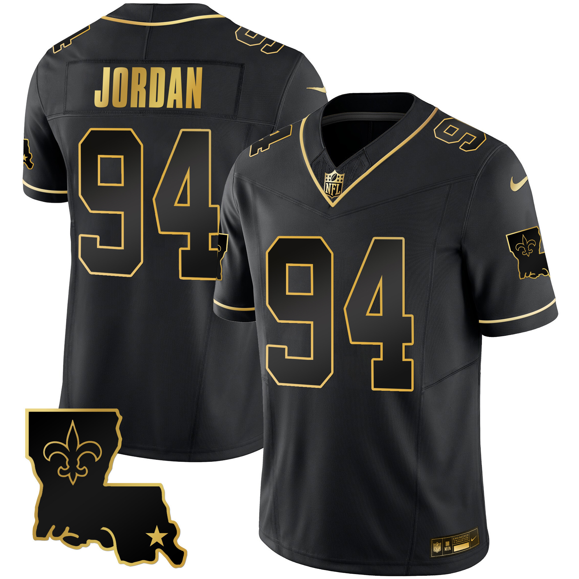 Cameron Jordan Men's New Orleans Saints 1987 Legacy Gold Vapor Black Gold Jersey - All Stitched 