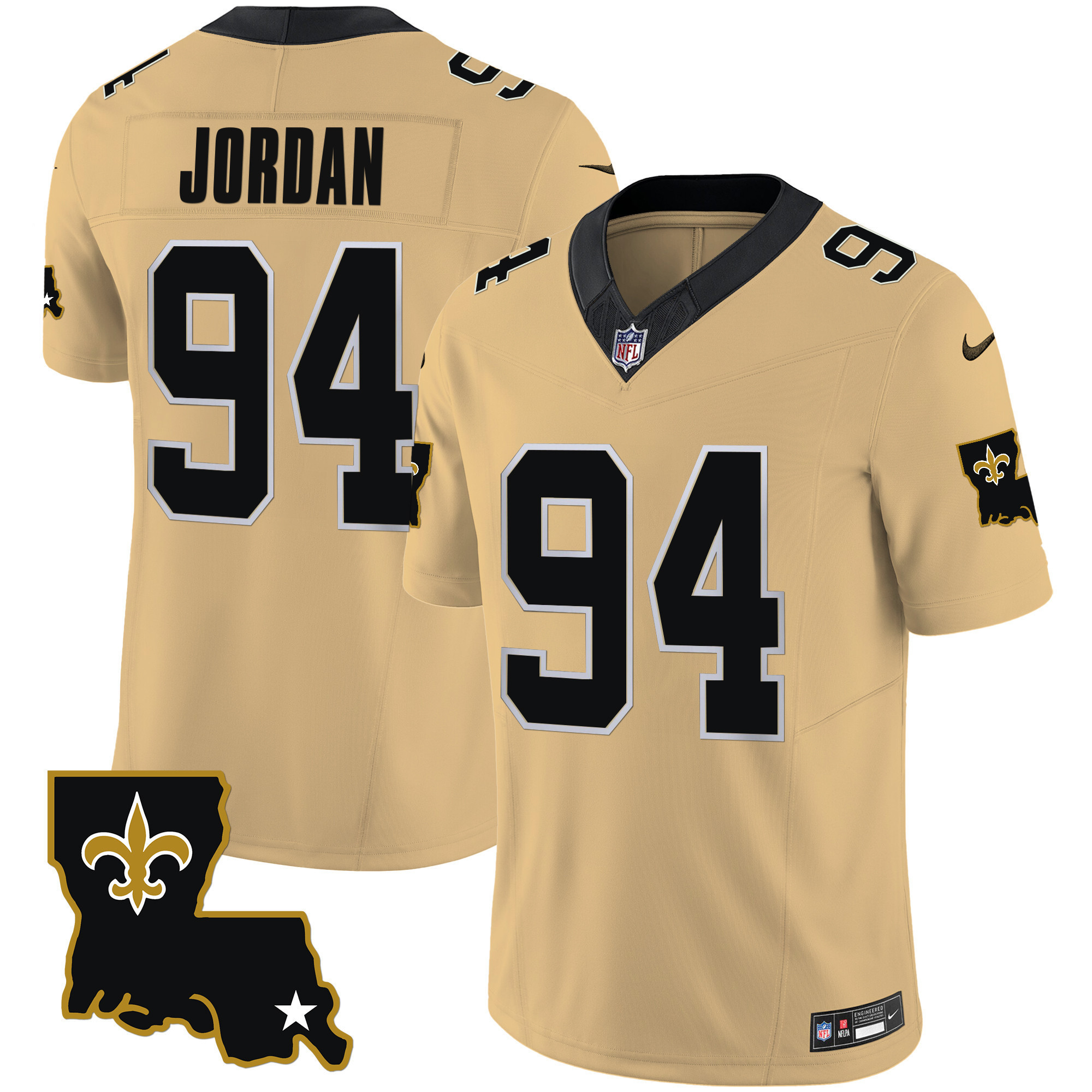 Cameron Jordan Men's New Orleans Saints 1987 Legacy Vapor Gold Jersey - All Stitched 