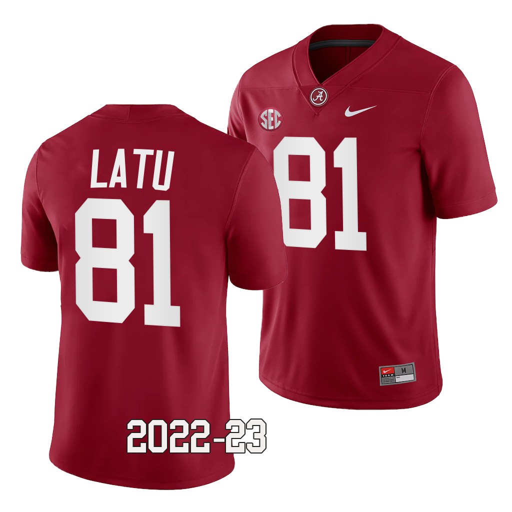 Cameron Latu Alabama Crimson Tide 2022-23 College Jersey Men's Crimson #81 Uniform
