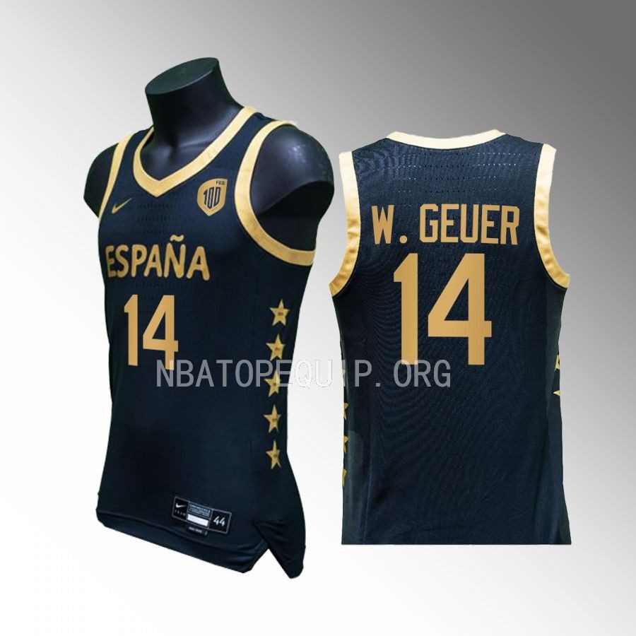 Camiseta Centenario Willy Hernangomez Spain Team Black #14 Jersey Negra SelMas 2023
