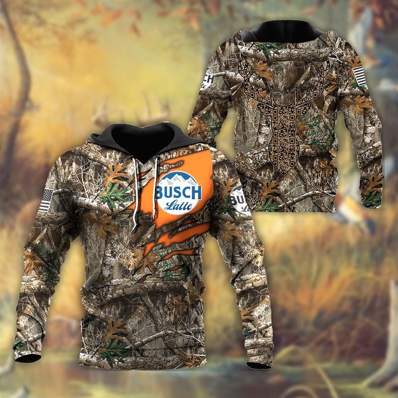 Camo Busch Latte Deer Hunting Hoodie