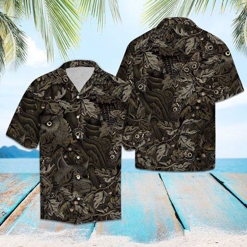 Camouflage Owl Butterfly Hawaiian Shirt Summer