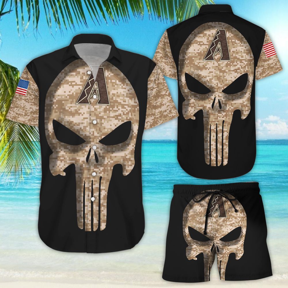 Camouflage Skull Arizona Diamondbacks American Flag Hawaiian Shirt