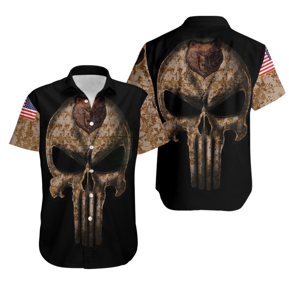 Camouflage Skull Memphis Grizzlies American Flag Hawaiian Shirt