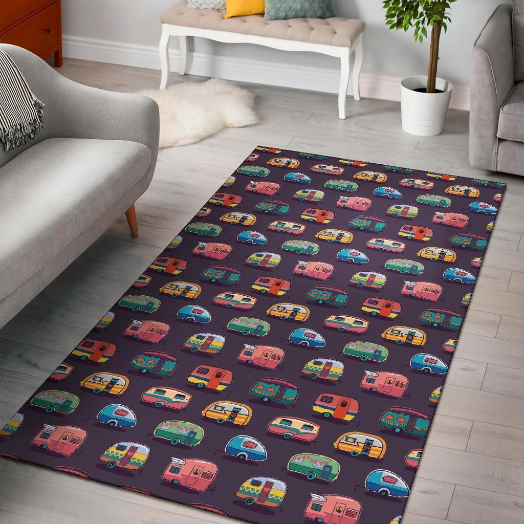Camper Van Pattern Print Area Limited Edition Rectangle Rug
